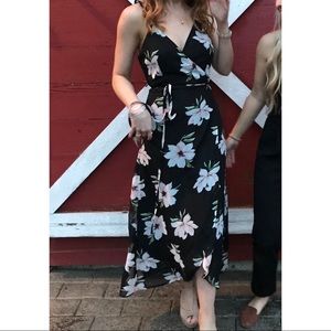 Black Floral Maxi Dress, wrap style